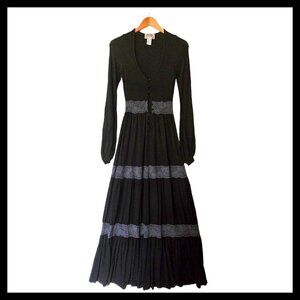 Love From Ya Ya Witchy Core Long Sleeve Black Maxi Dress Size 2 M Medium‎